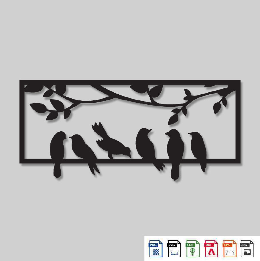 2D Modern Art Bird Laser Cutting Design