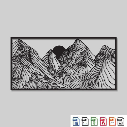 2D Modern Art Mountain Laser cutting design