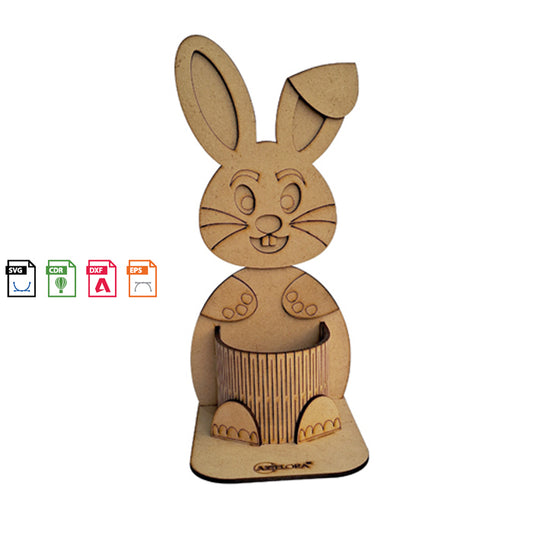 3D Model Laser Cutting Rabbit pen Holder (animal)