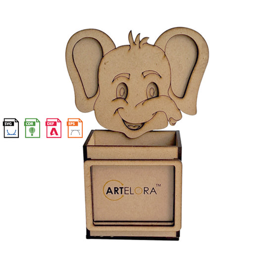 3D Model Laser Cutting elephant pen holder (animal)