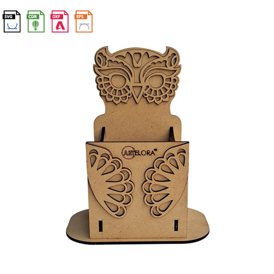 3D Model Laser Cutting Owl pen holder box