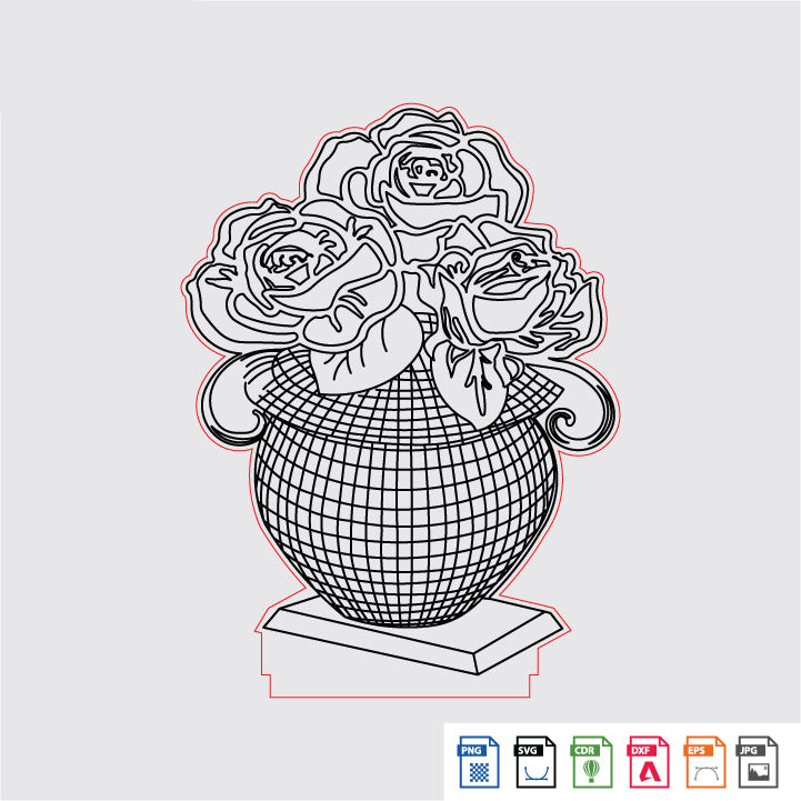 Laser Engraving 3D Flower Pot