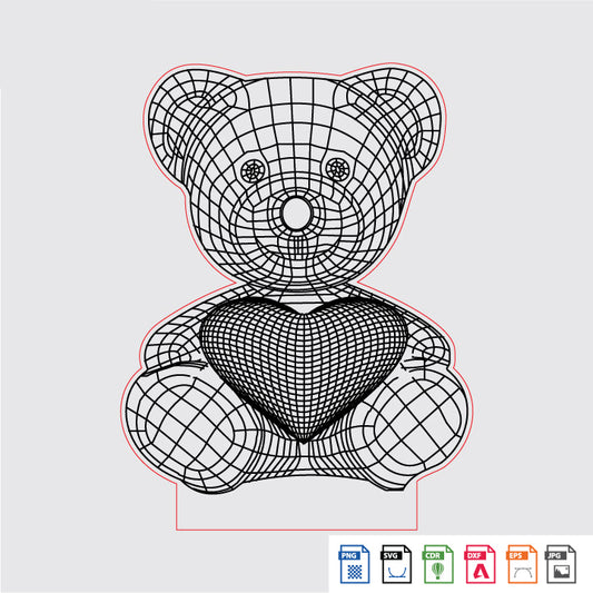 Laser Engraving 3D teddy bear