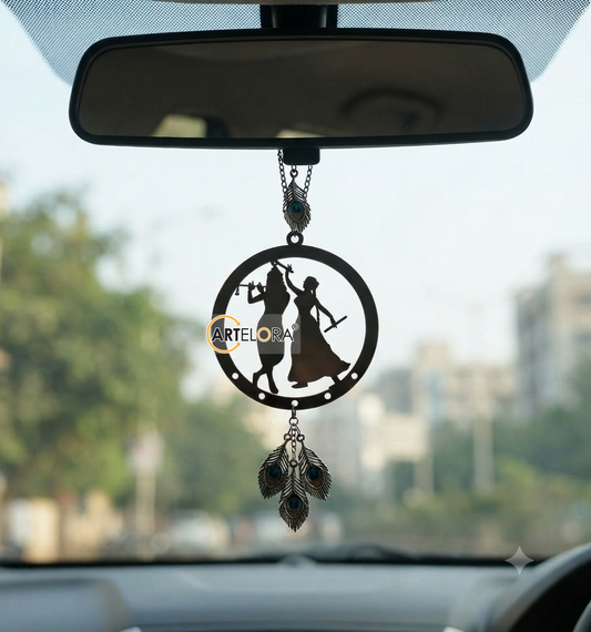 2D Modern Art Car Hanging Radha Krisna