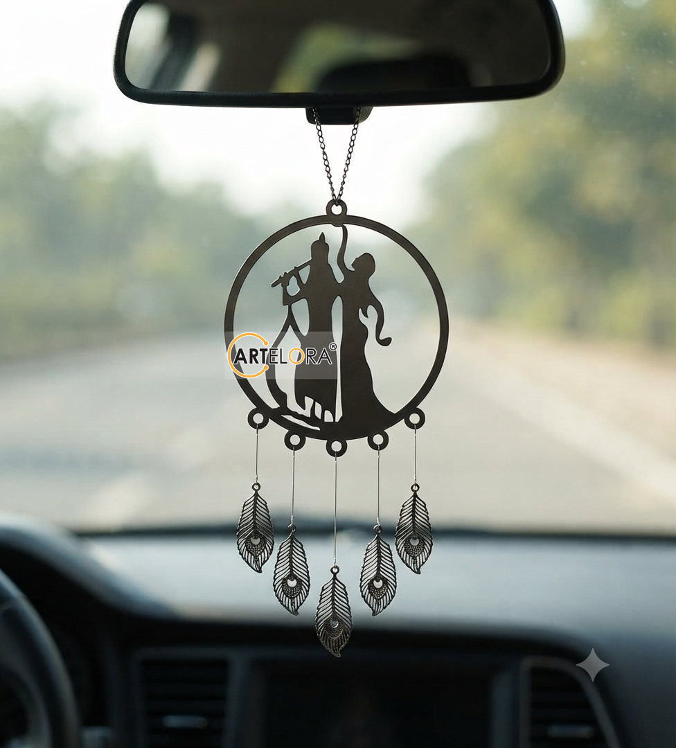 2D Modern Art Car Hanging Radha Krishna