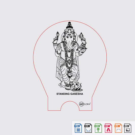 Laser Engraving Standing Ganesha