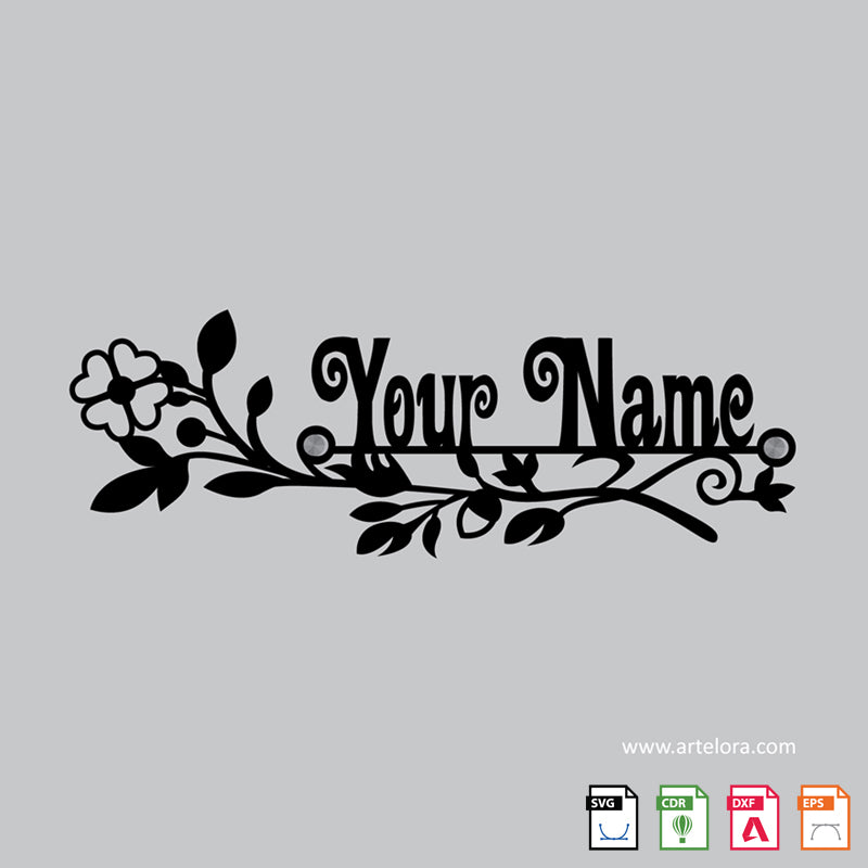 Name Plate laser cutting flower