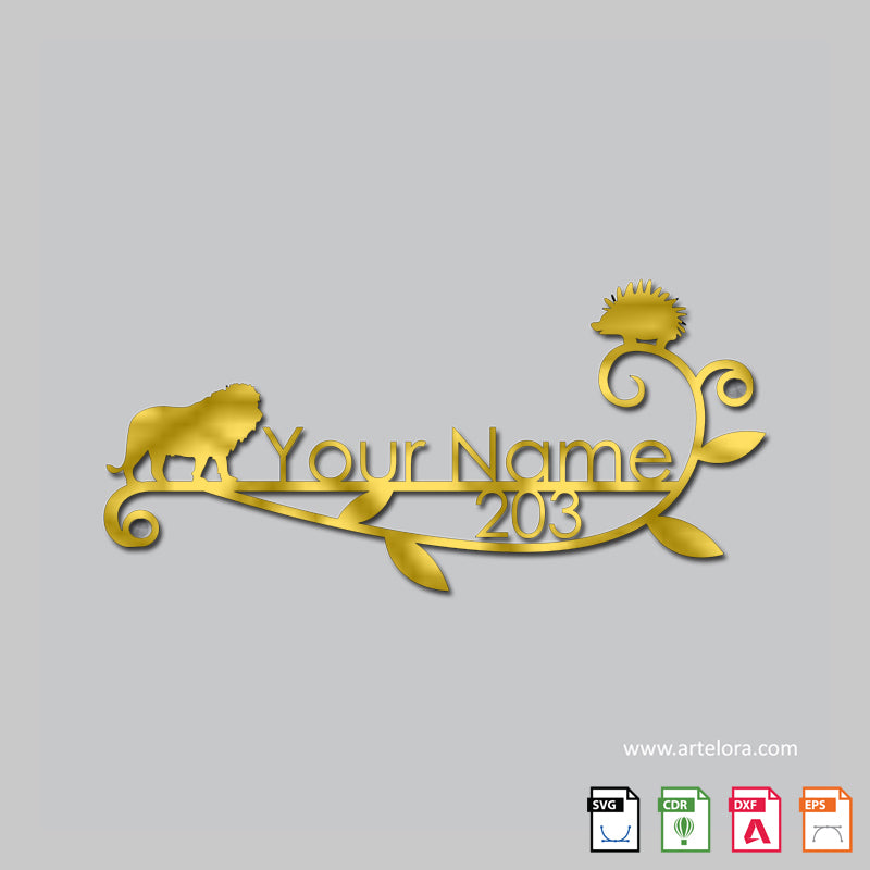 Name Plate laser cutting Lion