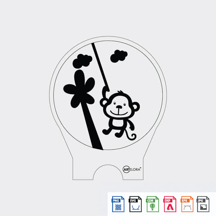 Laser Engraving Hanging Monkey Cartoon