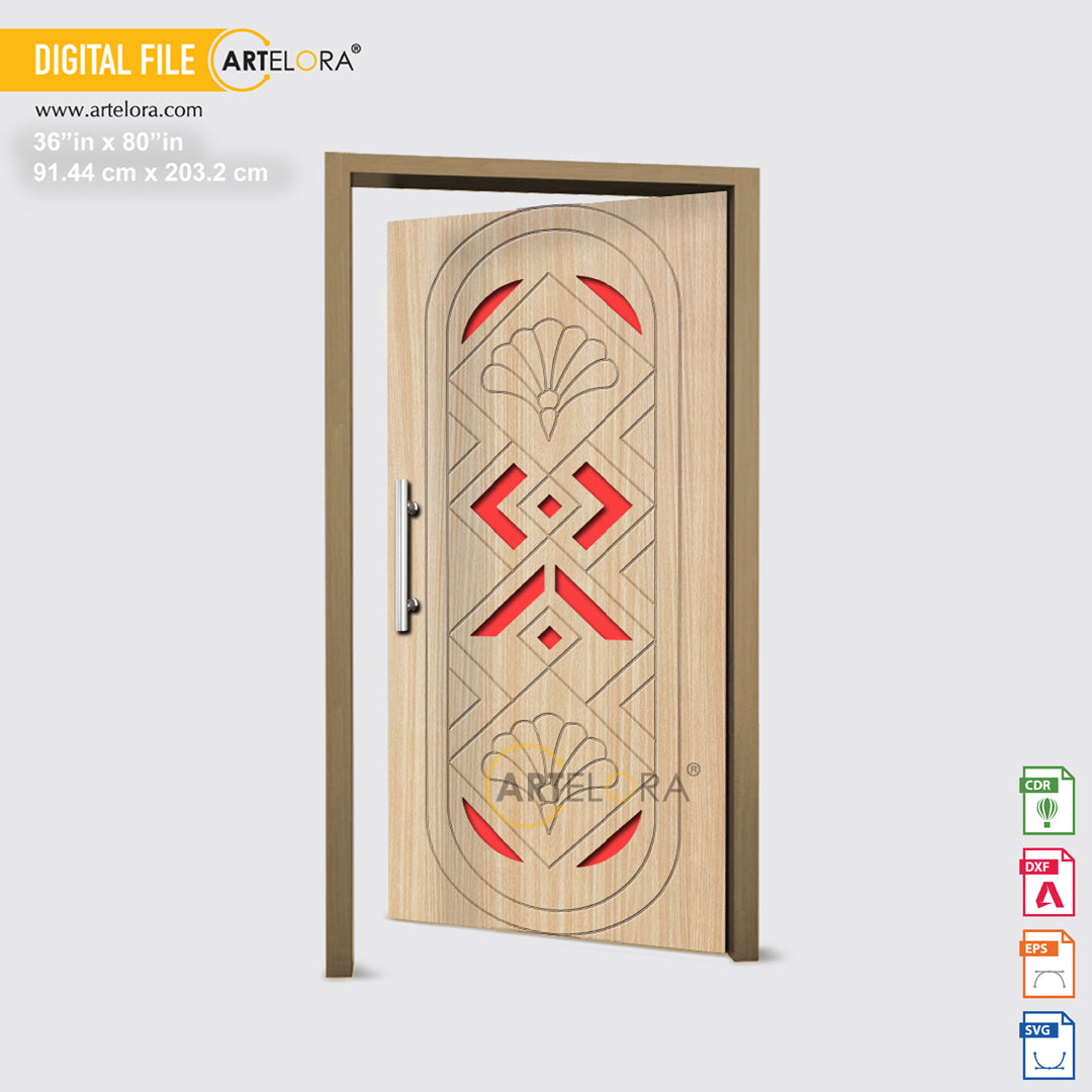 Carving Design Flowers with Square Door