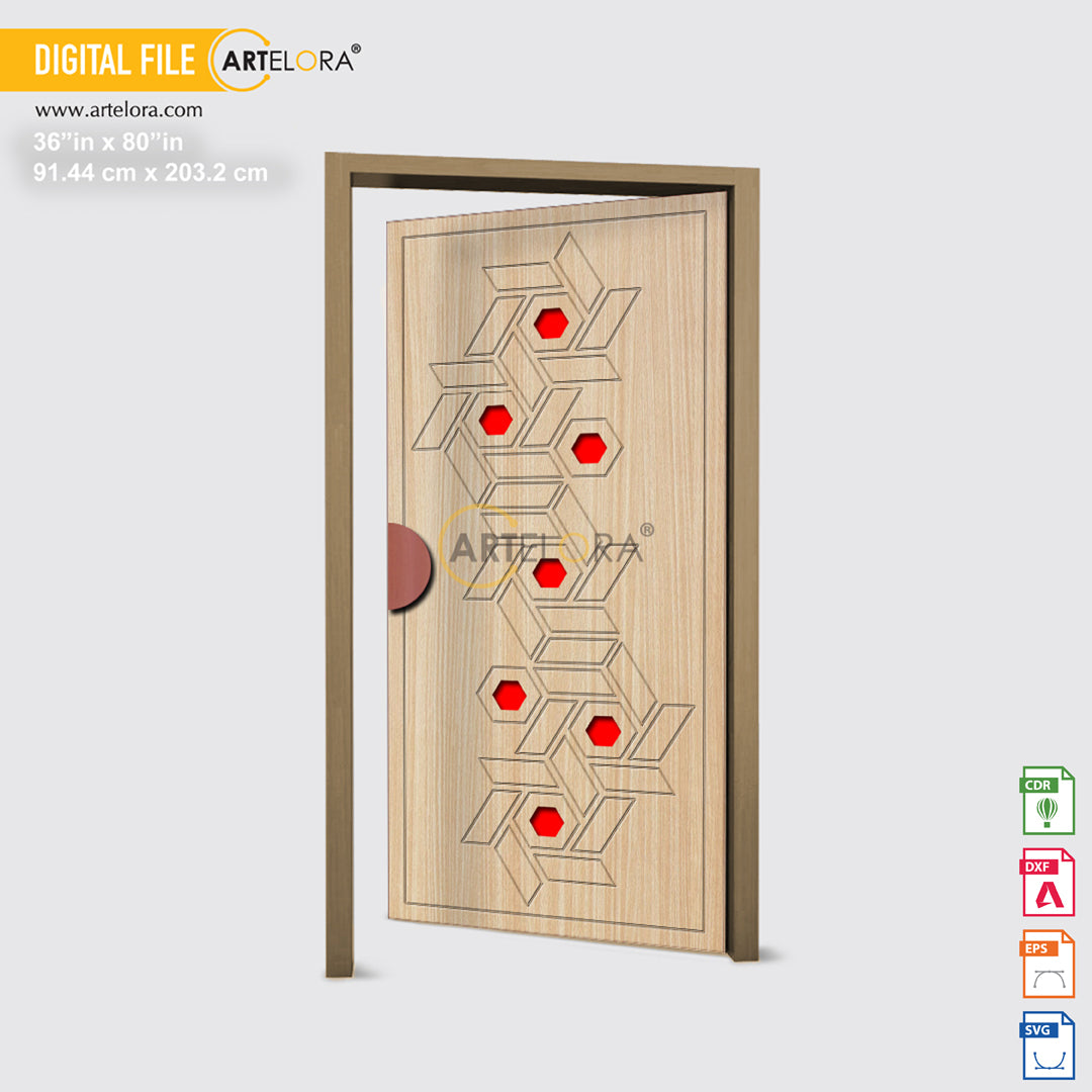 Carving Design Polygon Flowers Door