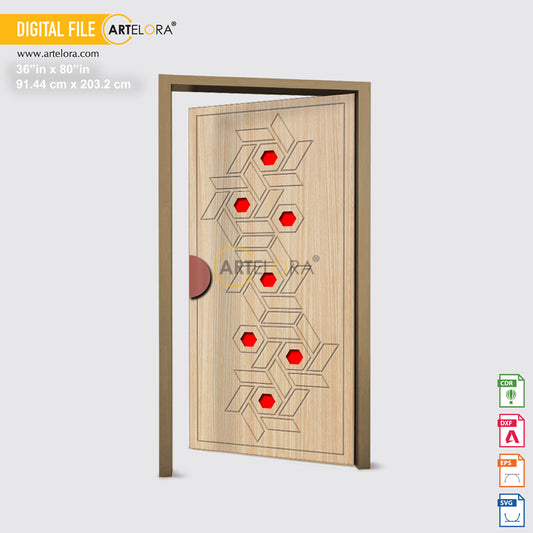 Carving Design Polygon Flowers Door