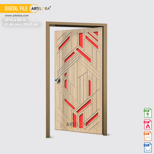 Carving Design Geometric Line Shapes Door