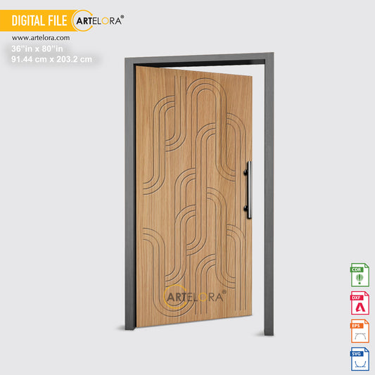 Carving Design Geometric 3D Shapes Door