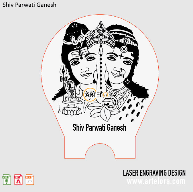 Laser Engraving Shiv Parwati Ganesh