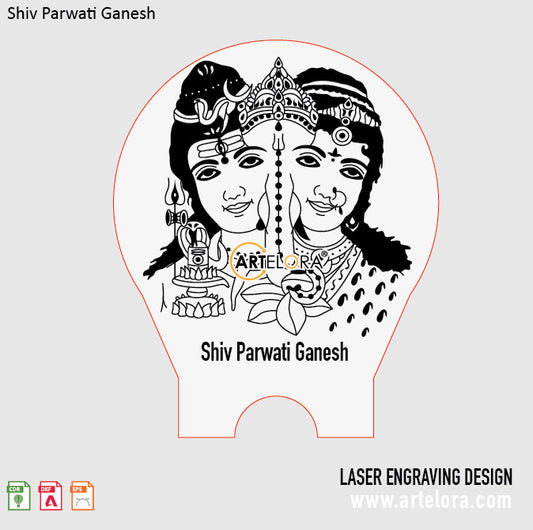 Laser Engraving Shiv Parwati Ganesh