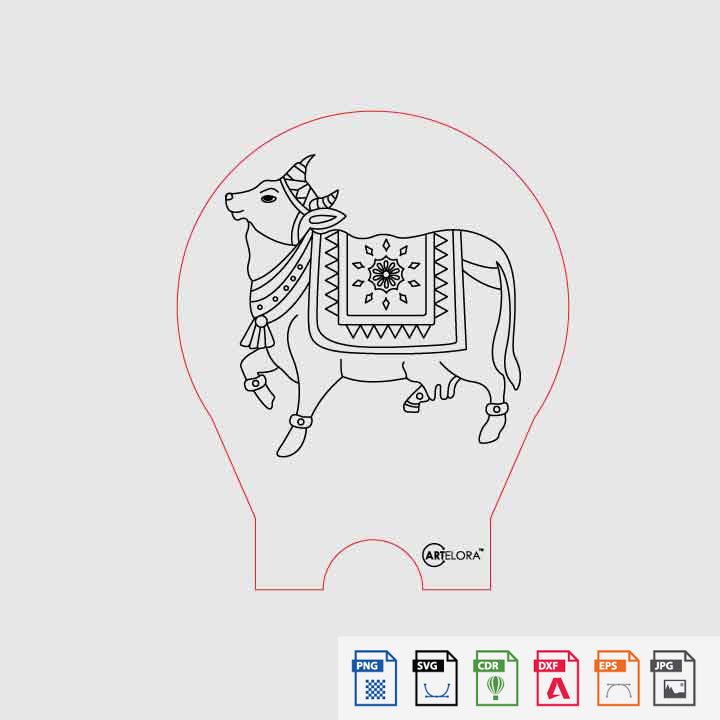 Laser Engraving Pichwai Cow