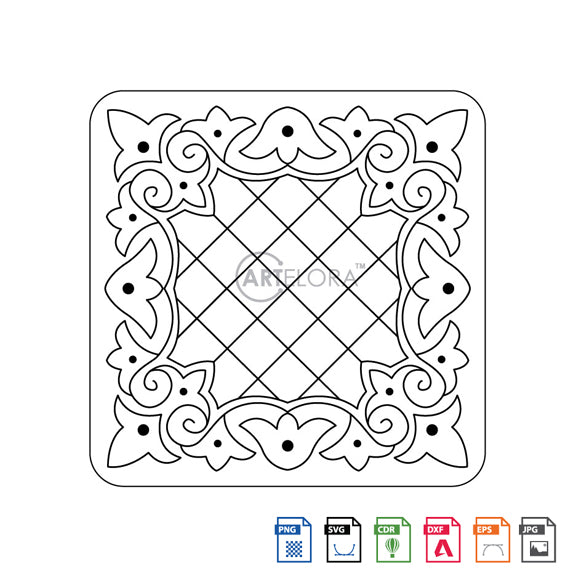 Laser Engraving Rangoli Design Square Shape