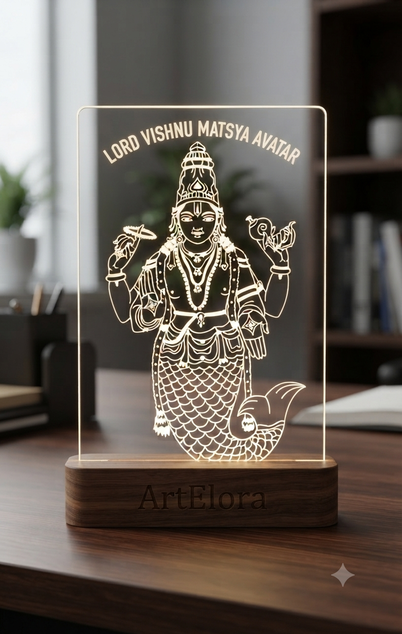 Laser Engraving Lord Vishnu Matsya Avatar