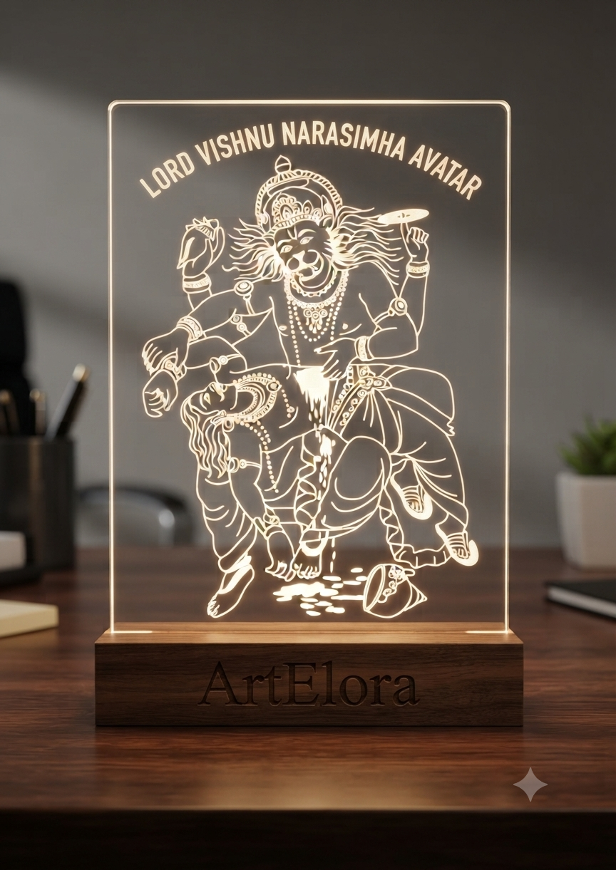 Laser Engraving Lord Vishnu Narasimha Avatar