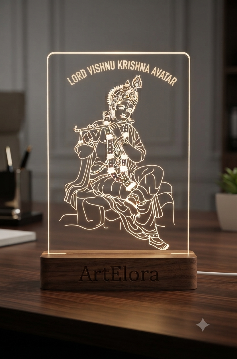 Laser Engraving Lord Vishnu Krishna Avatar