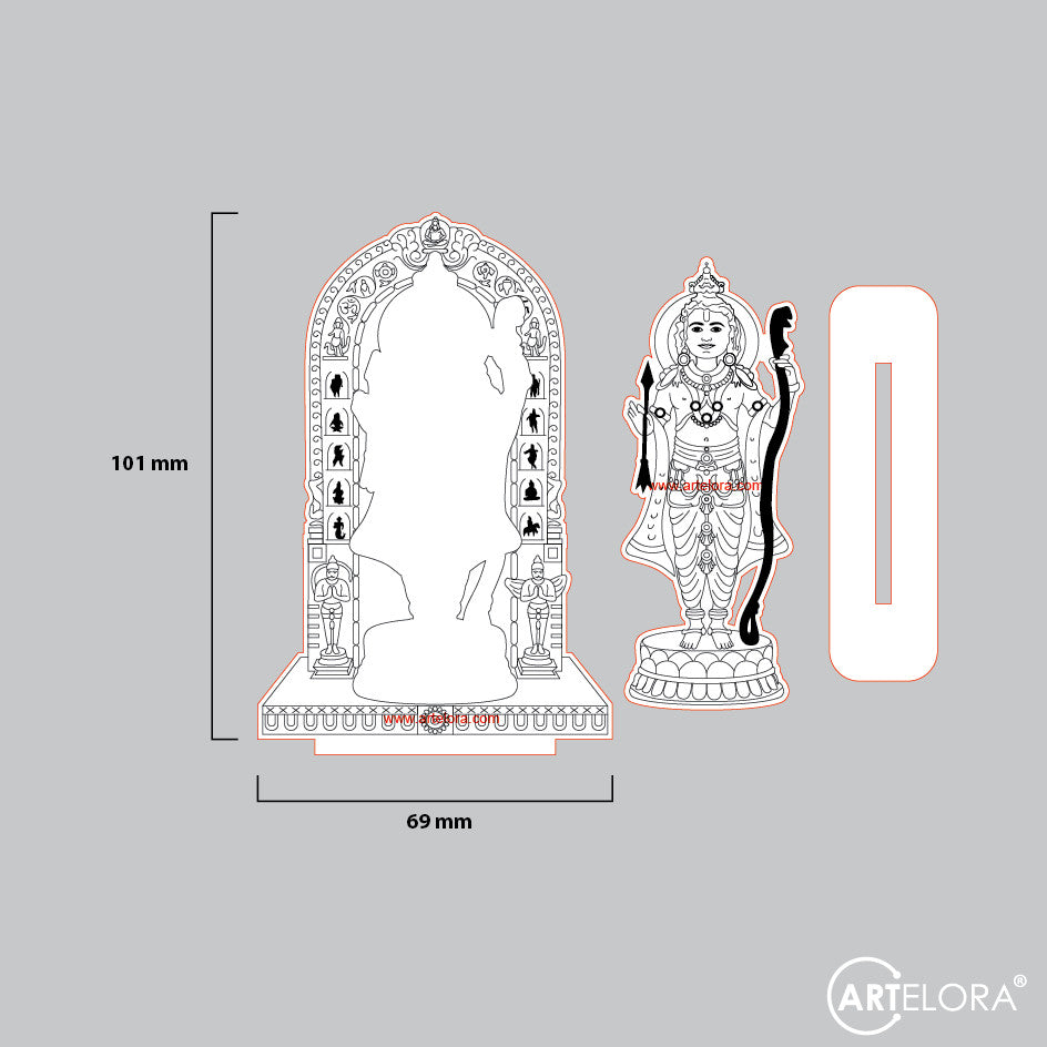 Laser Engraving Ram Lala Murti (2 layers Photo Stand)