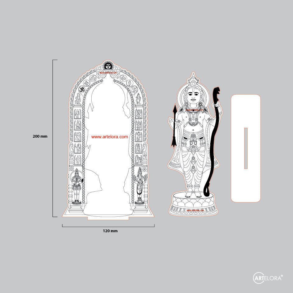 Laser Engraving Ram Lala Murti (2 layers Photo Stand)