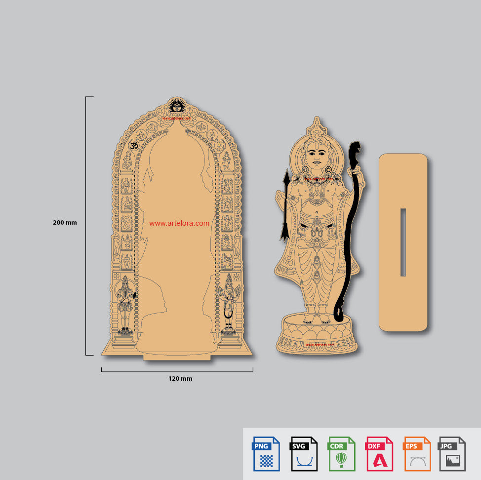 Laser Engraving Ram Lala Murti (2 layers Photo Stand)