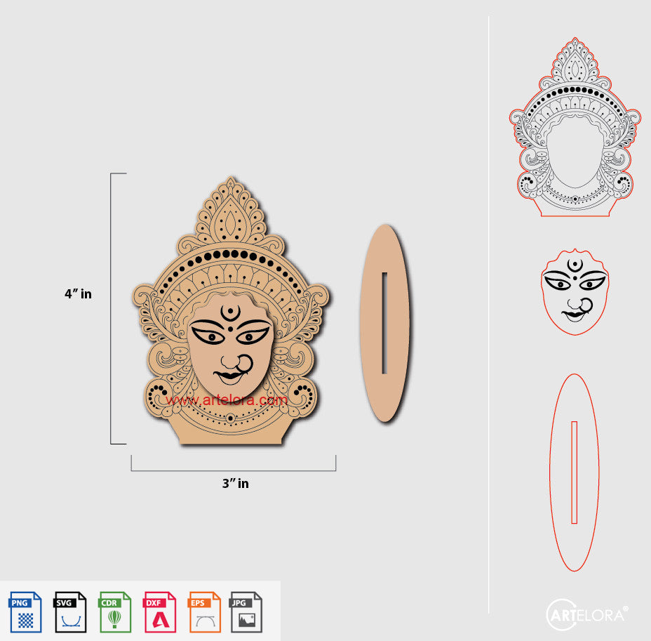 Laser Engraving Maa Durga (2 layers Photo Stand)