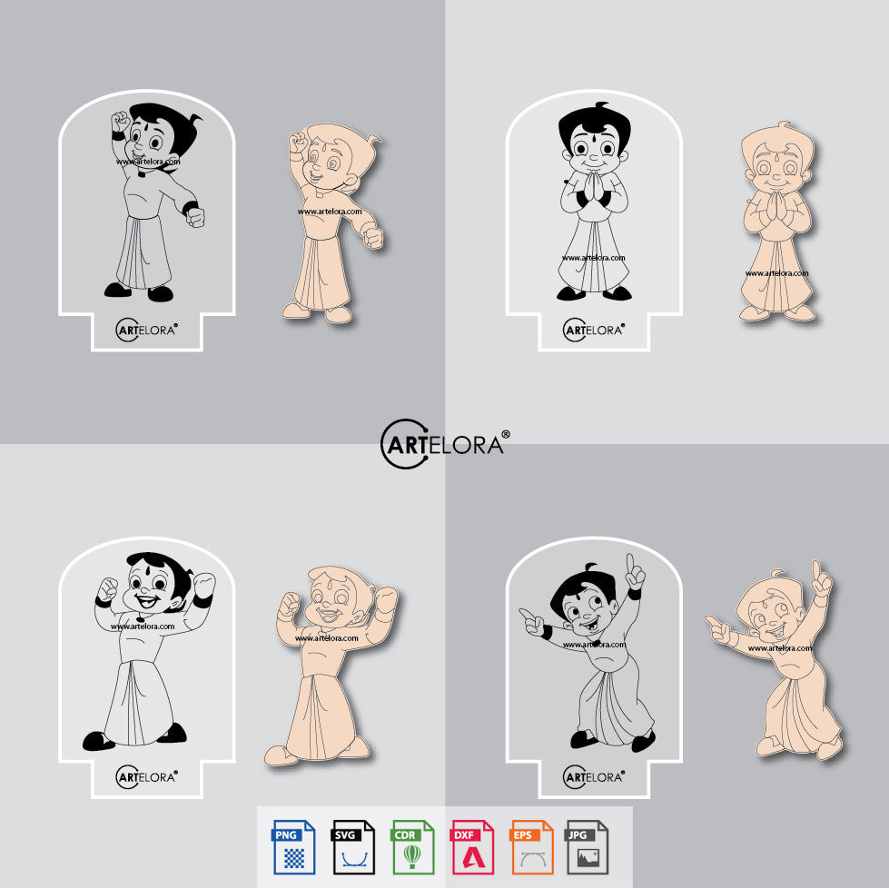 Laser Engraving Cartoon Design (Chhota Bheem)