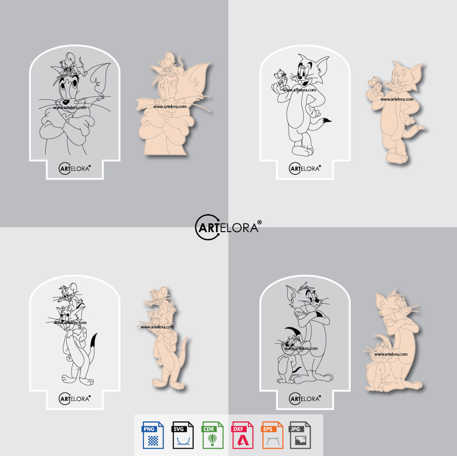 Laser Engraving Cartoon Design (Tom & Jerry)