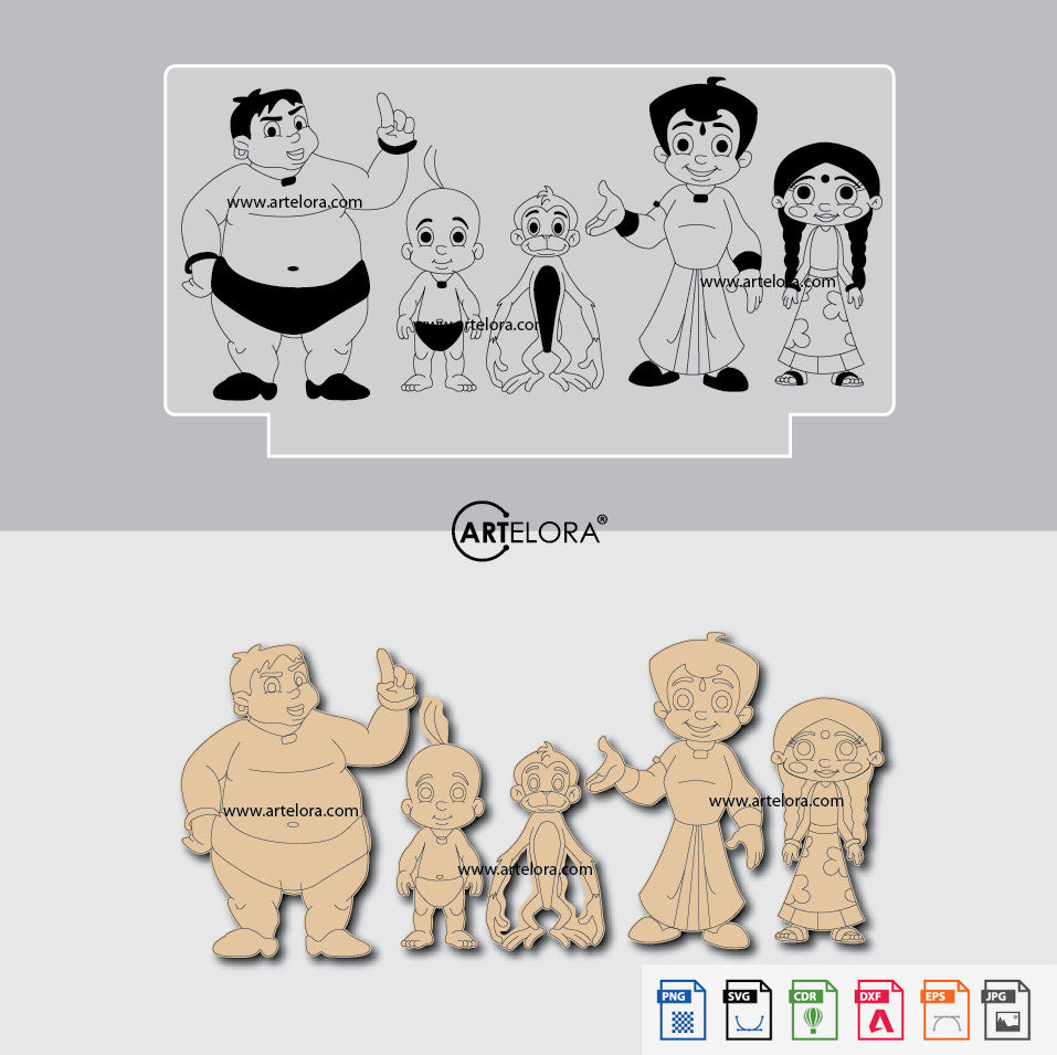 Laser Engraving Cartoon Design (Chhota Bheem)