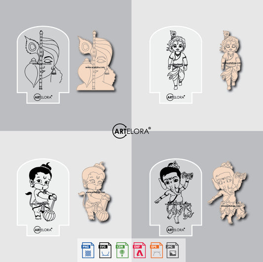 Laser Engraving Cartoon Design (Ganesh, Hanuman, Krishna)