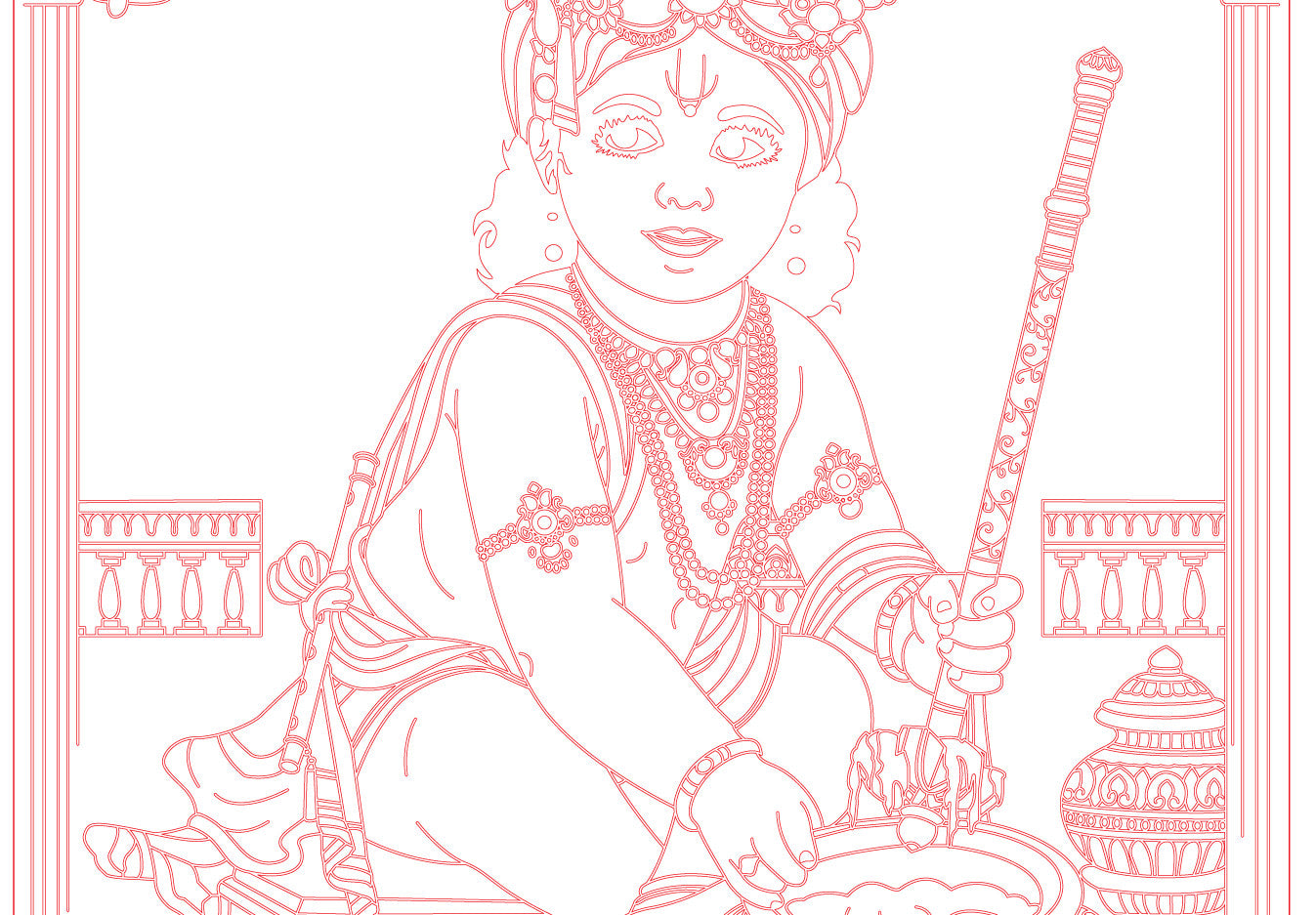 Laser Engraving Bal Krishna Drawing