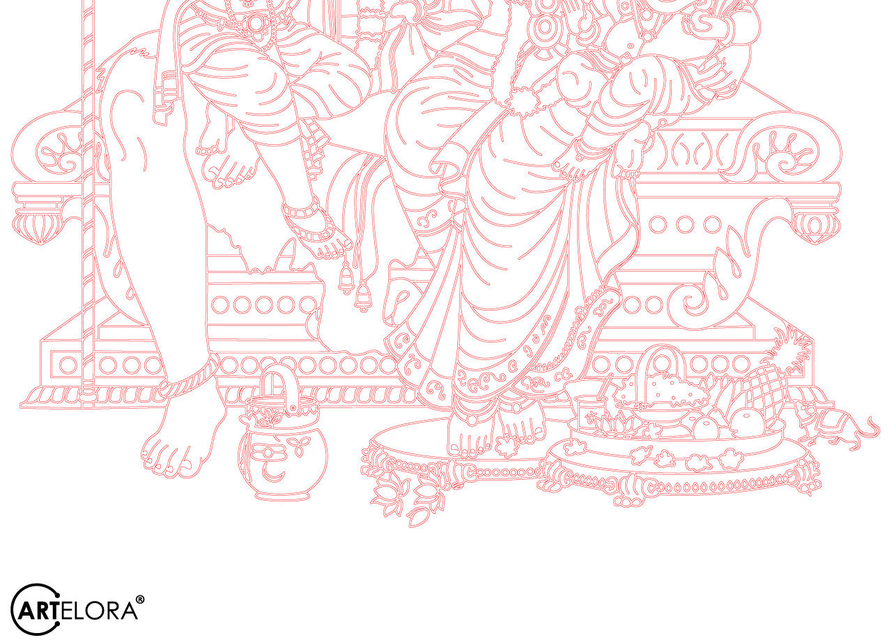 Laser Engraving Lord Shiv Parvati Kartike & Ganesh (Shiv Parivar)