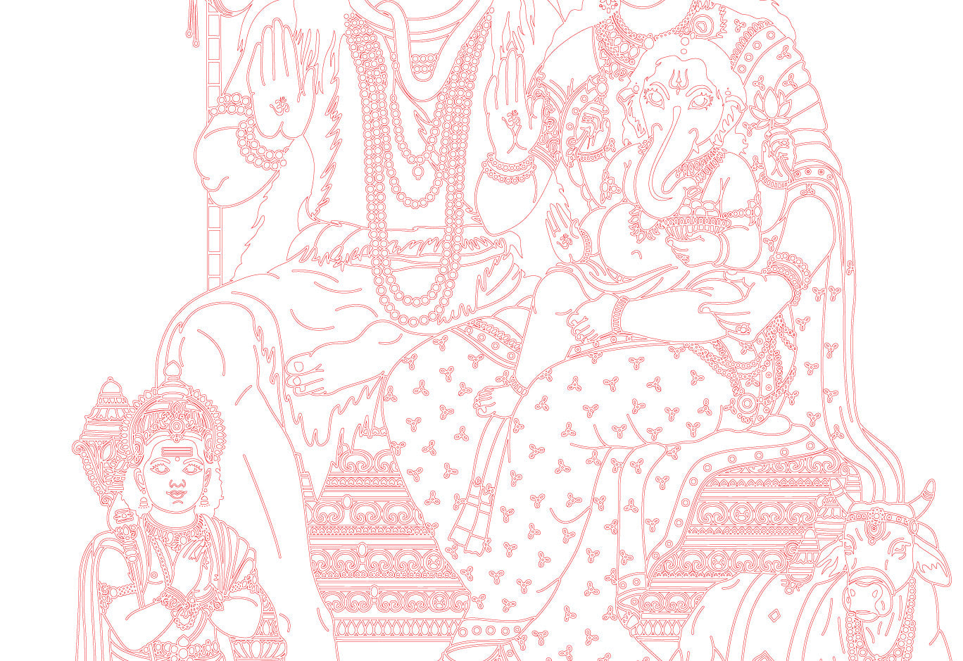 Laser Engraving Lord Shiv Parvati Kartike & Ganesh (Shiv Parivar)