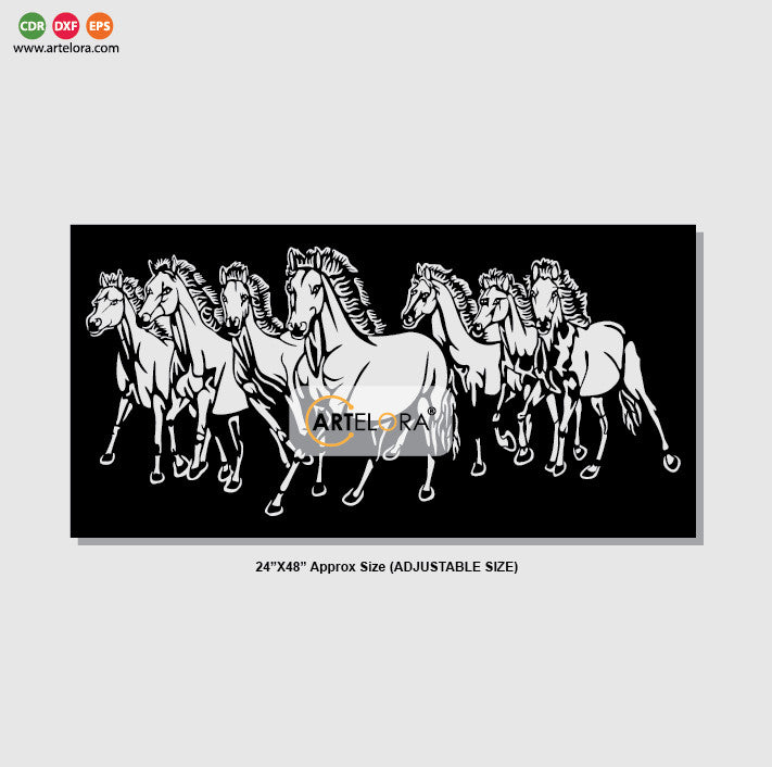 Seven Horses Laser Cutting Grill Design (Jali Design)