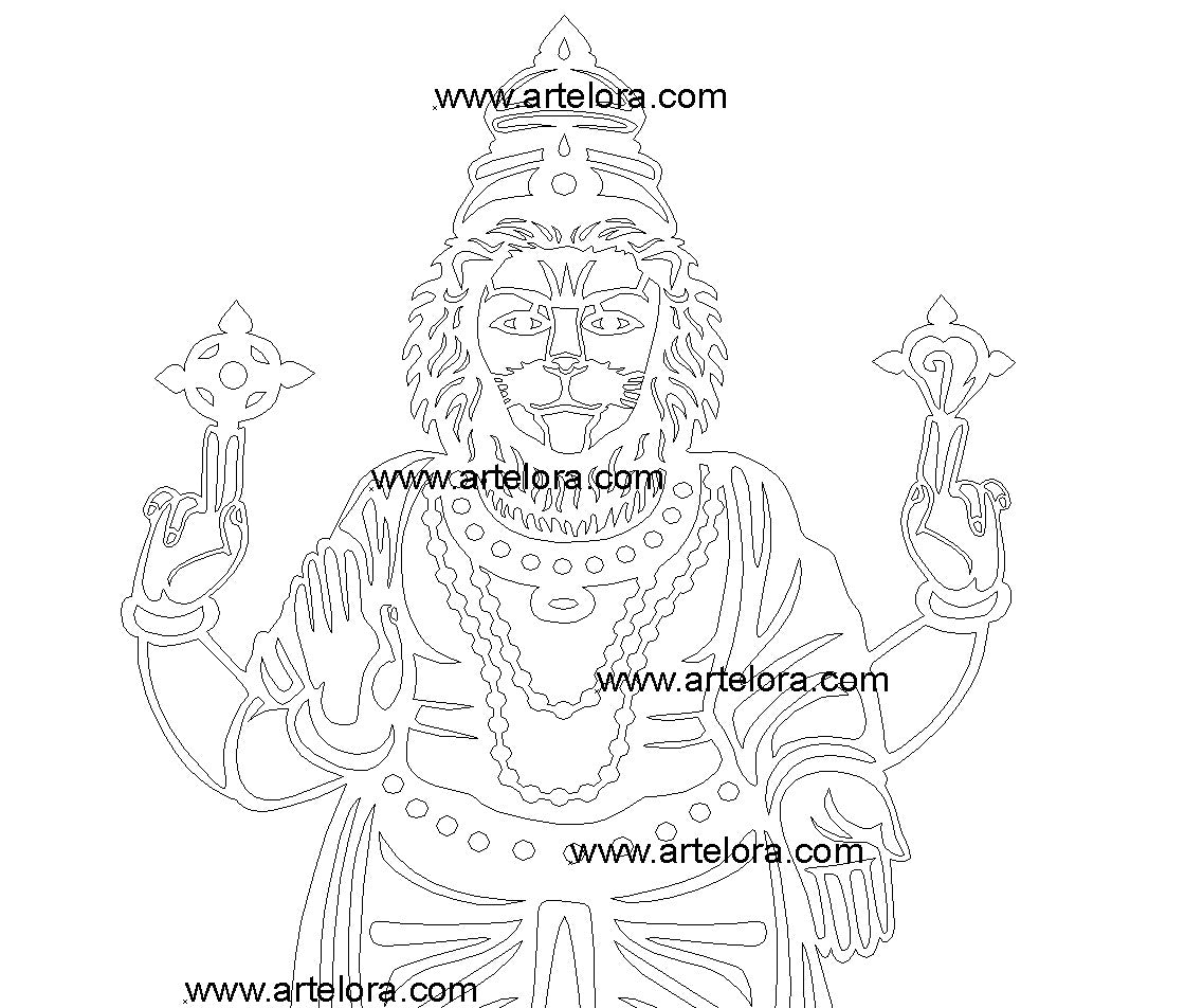 2D Modern Art Narasimha Avatar (Vishnu Dashavatara)