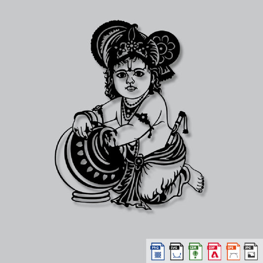 2D Modern Art Bal Krishna Laser cutting