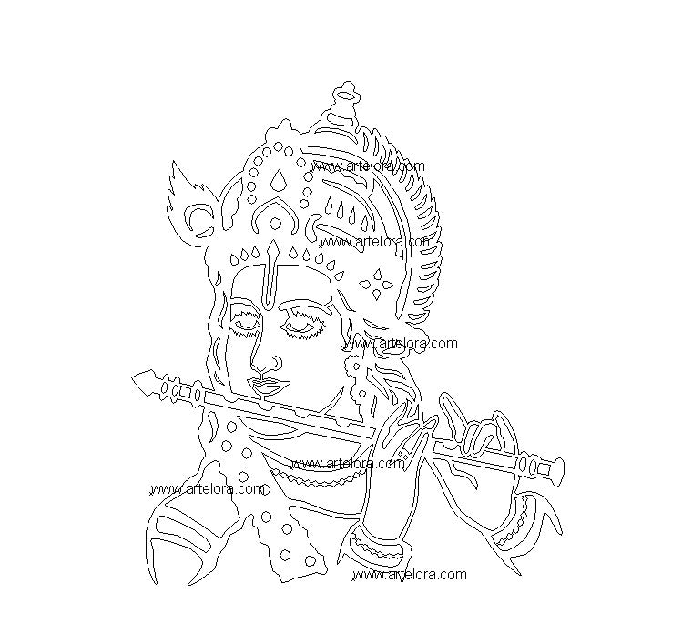 2D Modern Art Shri Krishna (Murlidhar Mohan)