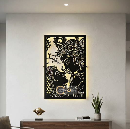 2D Modern Art Radha Krishna Laser cutting Design