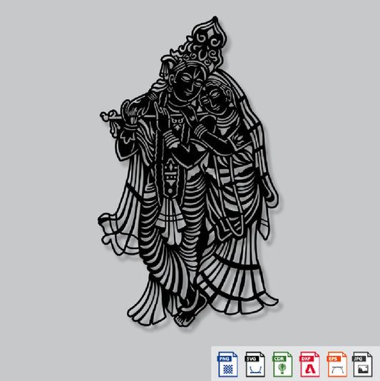 2D Modern Art Radha Krishna Laser Cutting