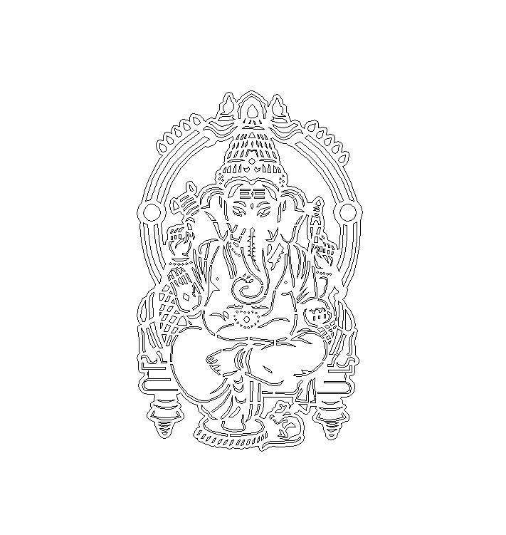 2D Modern Art Shri Ganesh Laser Cutting