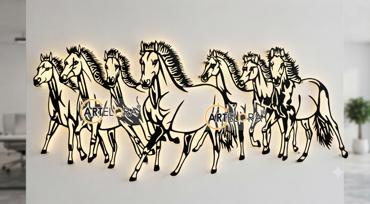 2D Modern Art Seven Horses Laser Cutting
