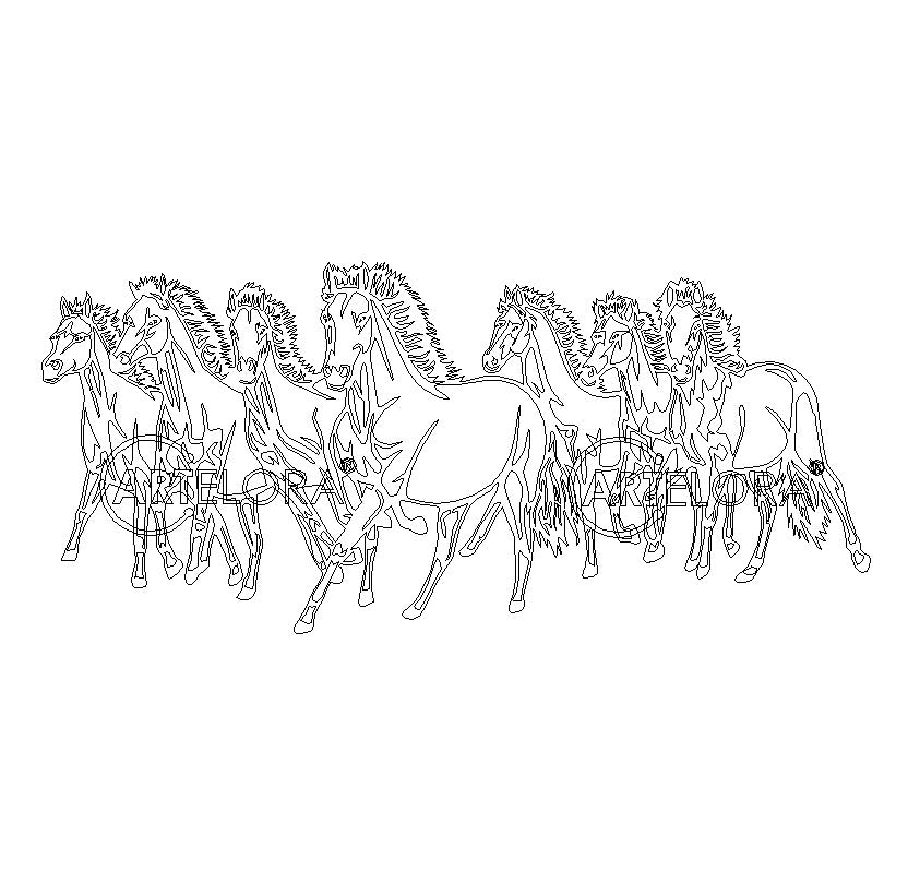 2D Modern Art Seven Horses Laser Cutting