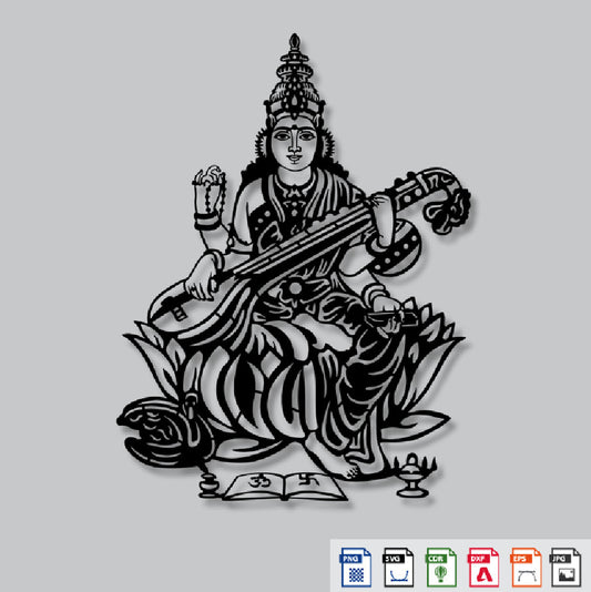 2D Modern Art Saraswati Mata (Sharda) Laser Cutting