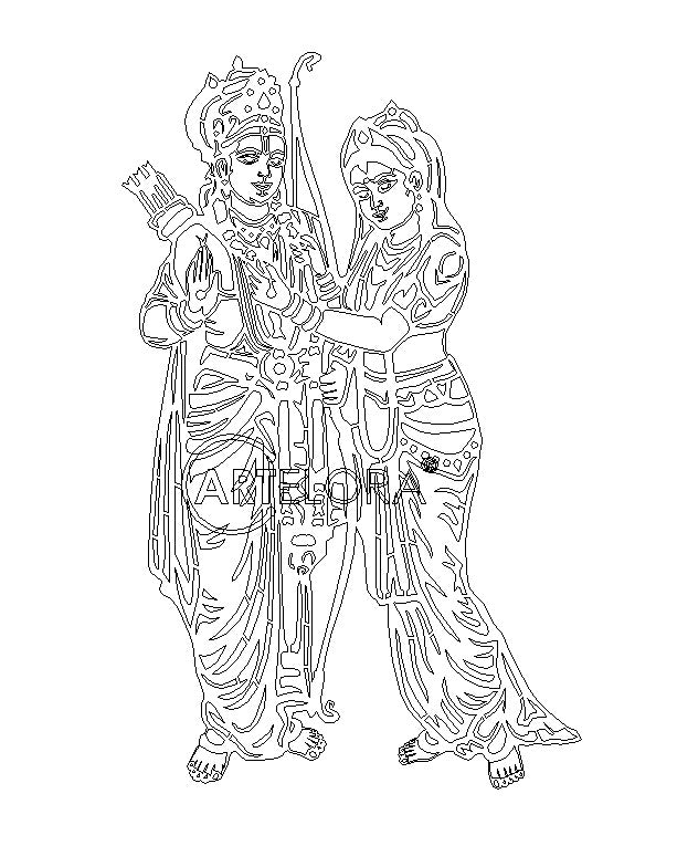 2D Modern Art Lord Shri Rama & Sita Laser Cutting