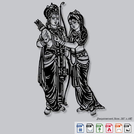 2D Modern Art Lord Shri Rama & Sita Laser Cutting