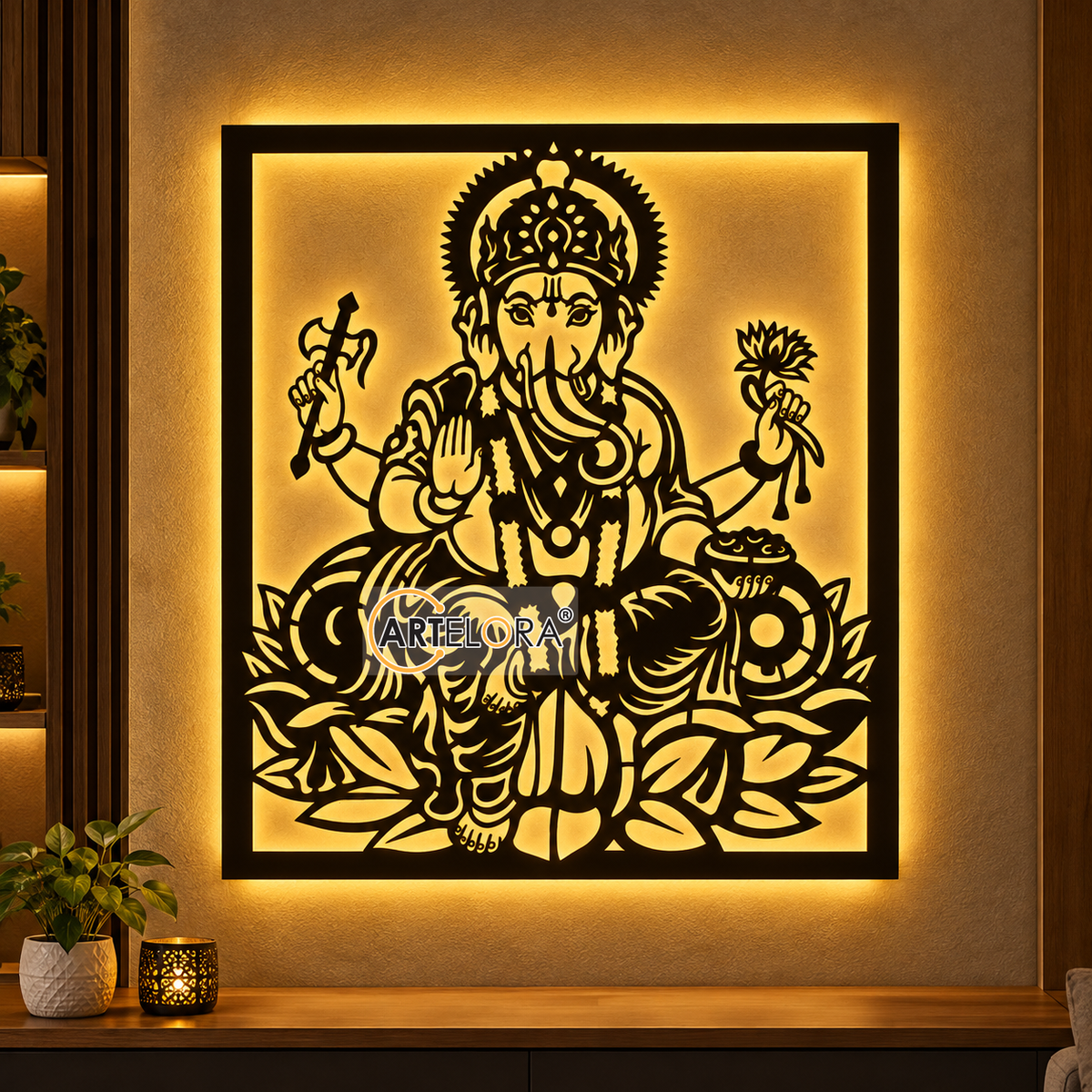 2D Modern Art Lord Shri ganesh Namah Laser Cutting