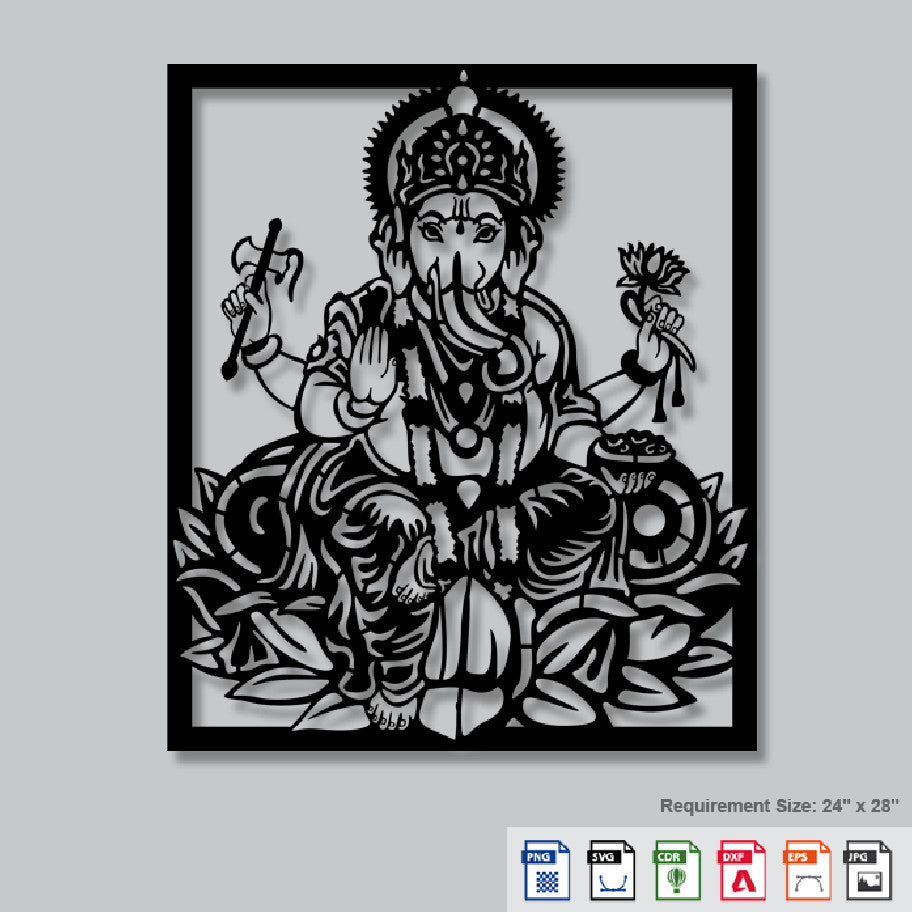 2D Modern Art Lord Shri ganesh Namah Laser Cutting